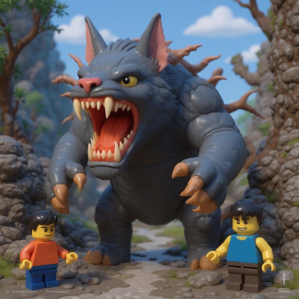 Stylized Lego Figurine in Pop Surrealist Style