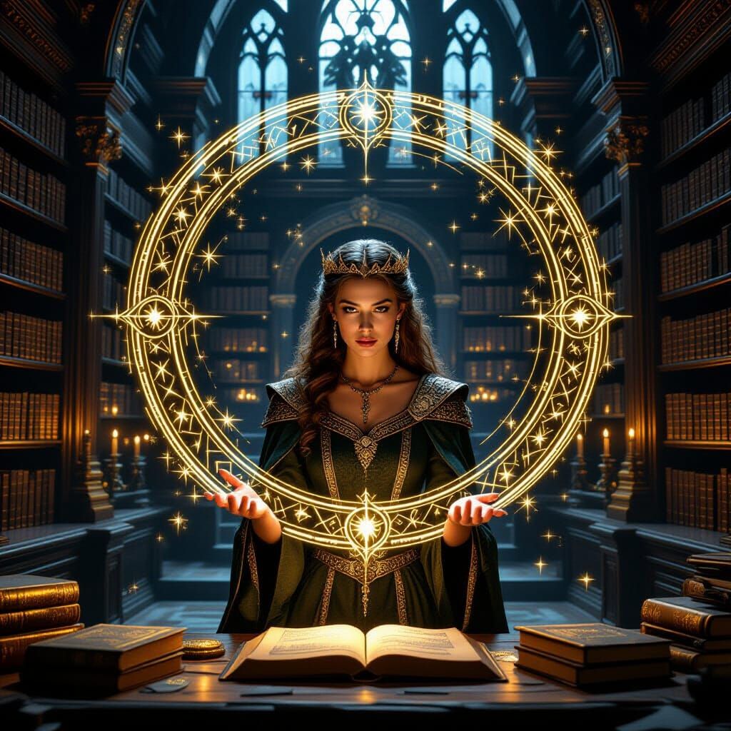 Queen Studies Ancient Magic in Secret Library