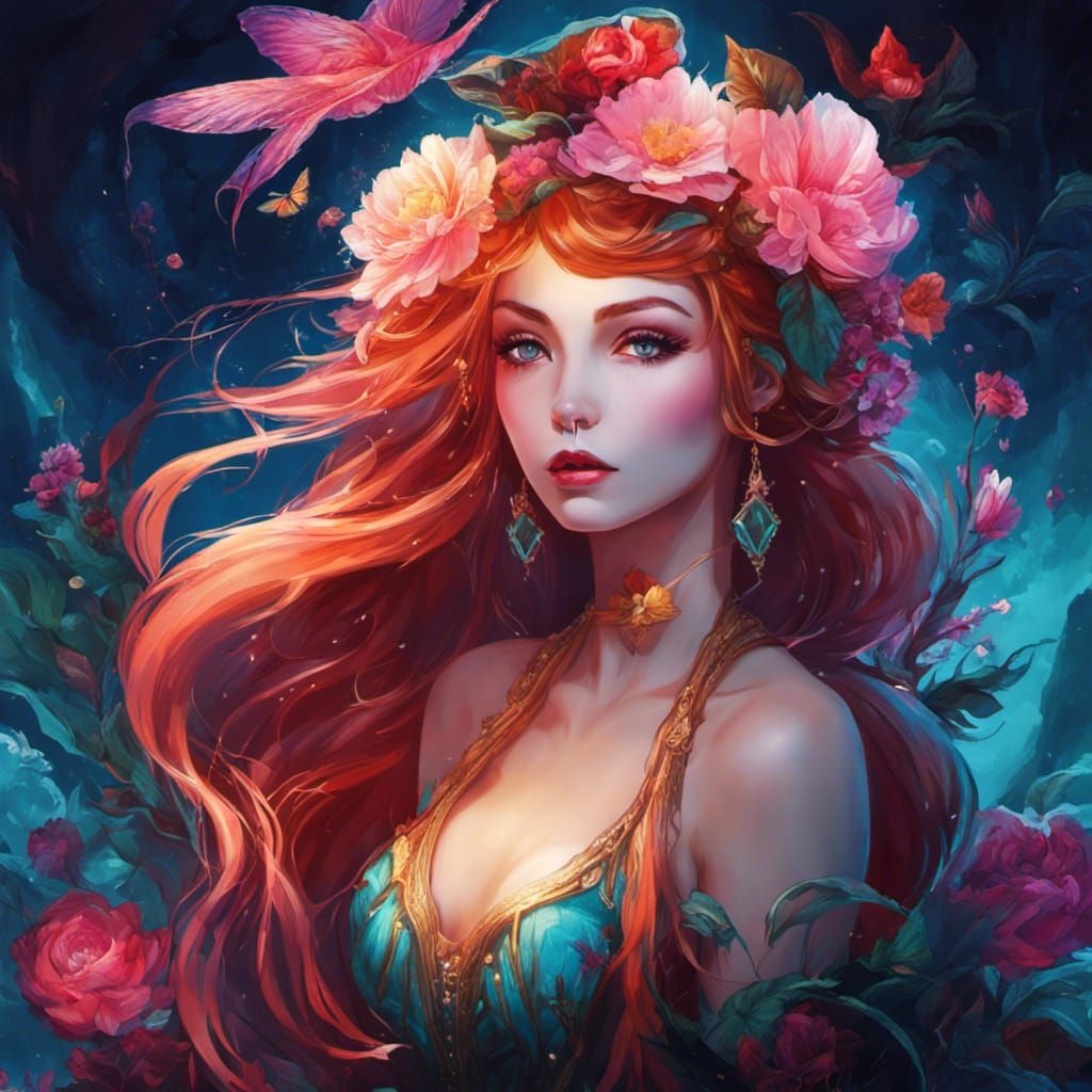 Beautiful Witch in Bioluminescent Fairycore Fantasy