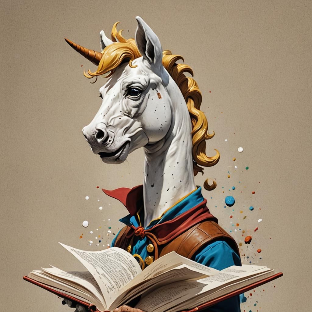 Bookish Mind: Hyperrealistic Child's Drawing with Bookworm