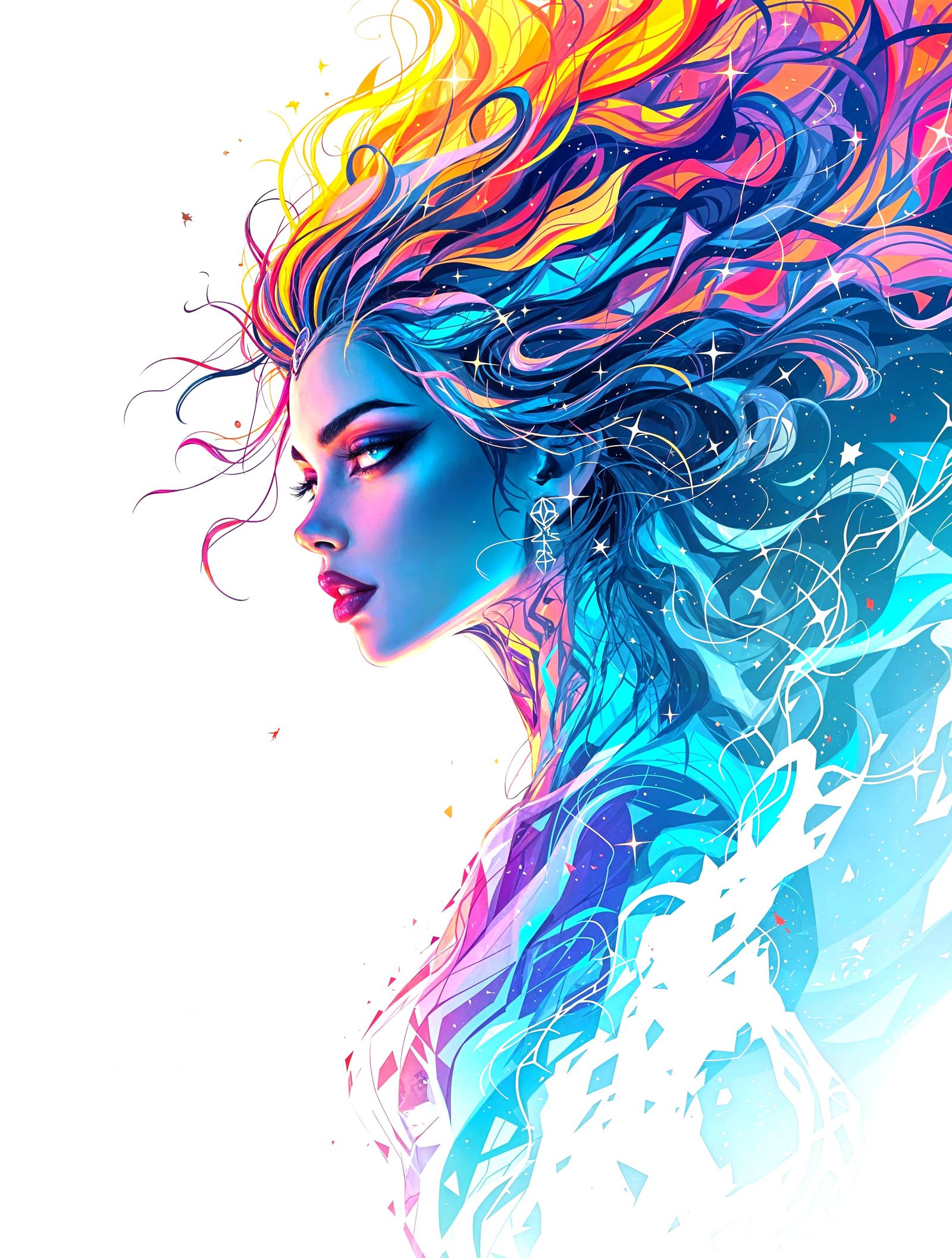 Fantasy Woman Emerges from Vibrant White Void in Cel-Shaded ...