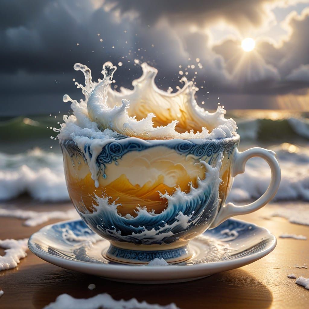 Ocean Storm Frozen in Teacup