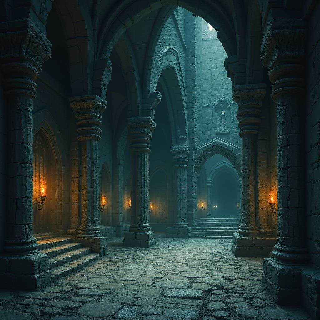 Gothic Dungeon Tiles in Dark Fantasy Style