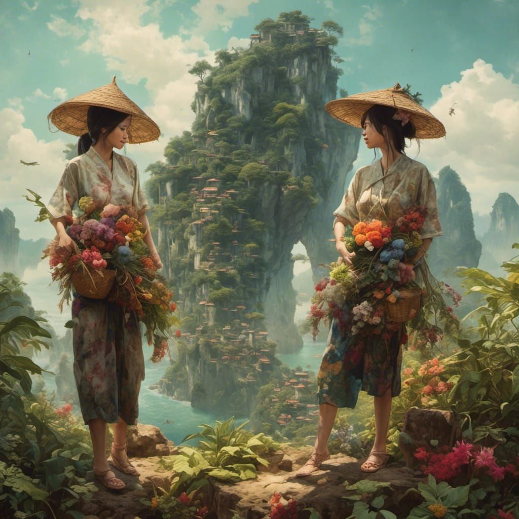 Trưng Sisters of Vietnam in Hyperreal Style