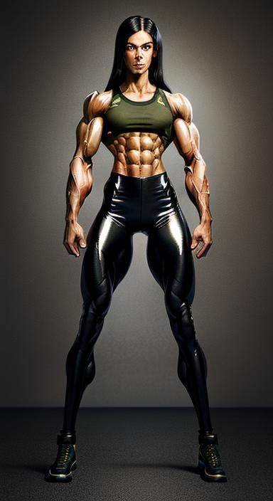 Skinny Female Bodybuilder with Abs and Long Legs