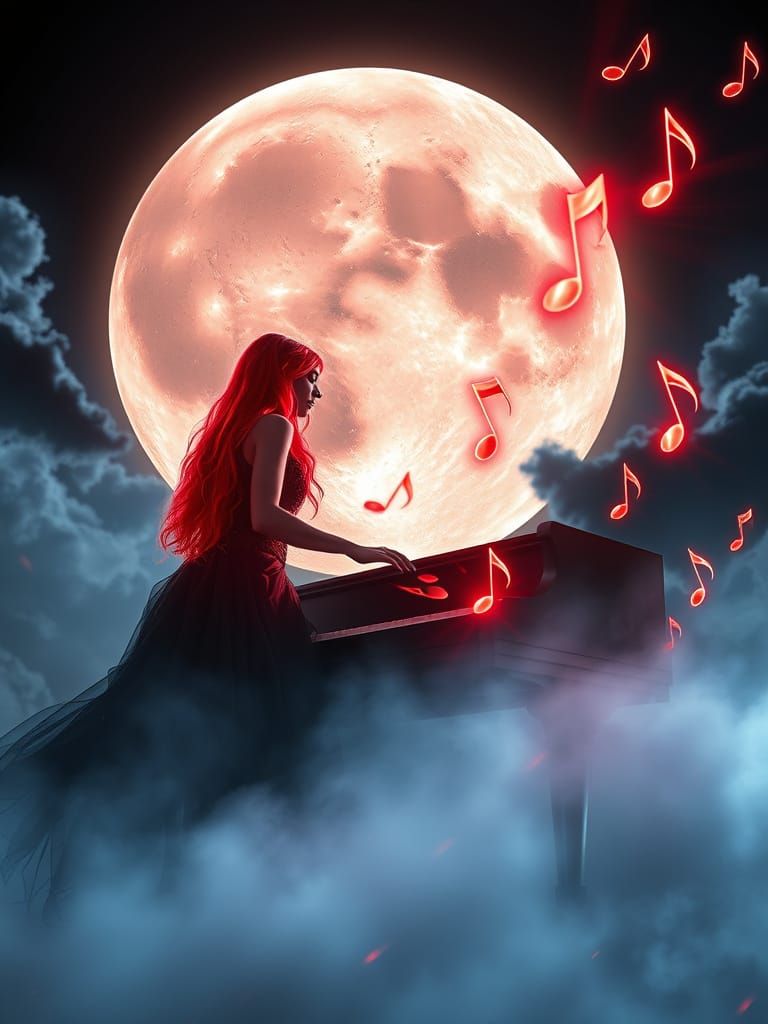 Irish Woman Plays Piano Under Harvest Moon