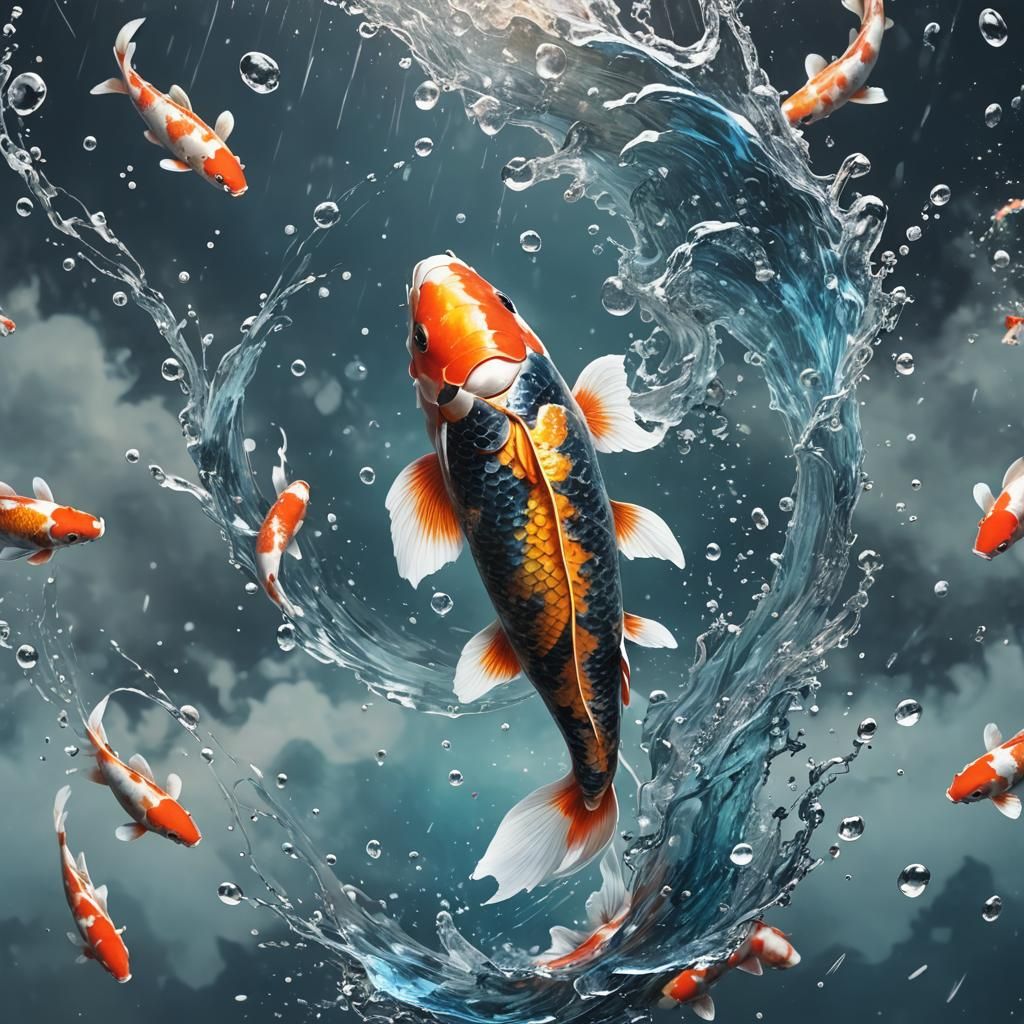 A koi want to transform into dragon.