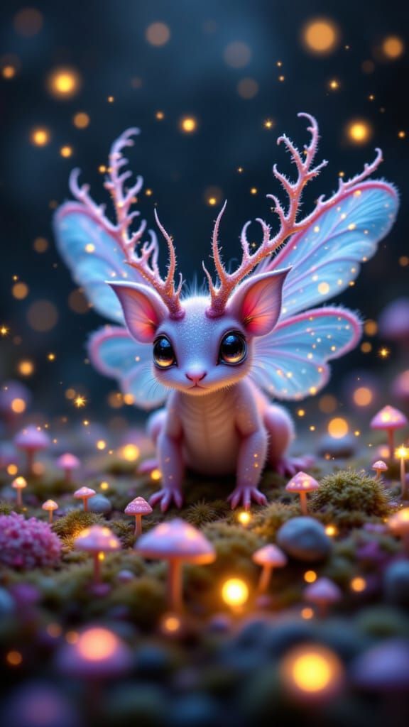 Cute Magical Creatures in Enchanted Forest