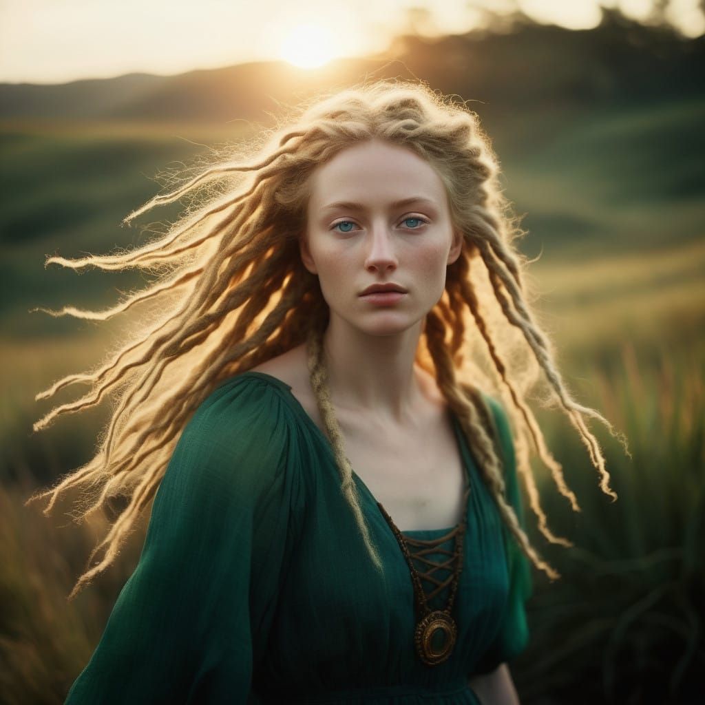 Confident Rasta Goddess in Emerald Green Sundress