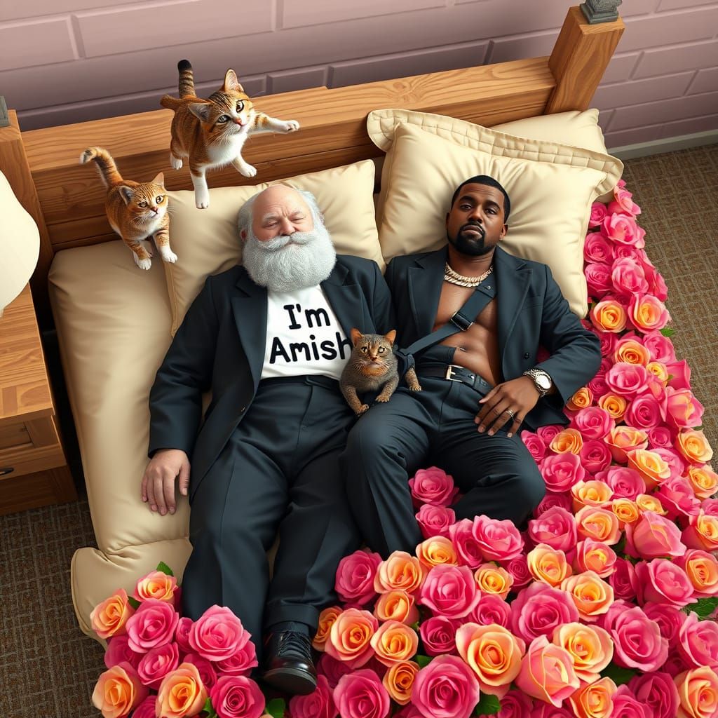 Amish Man in Minecraft Bed with Pets