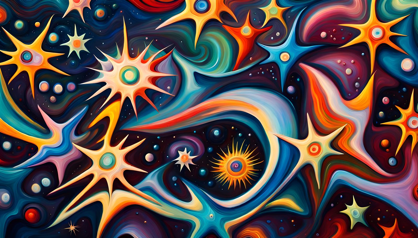 Iridescent Protostar Cluster in Abstract Expressionism