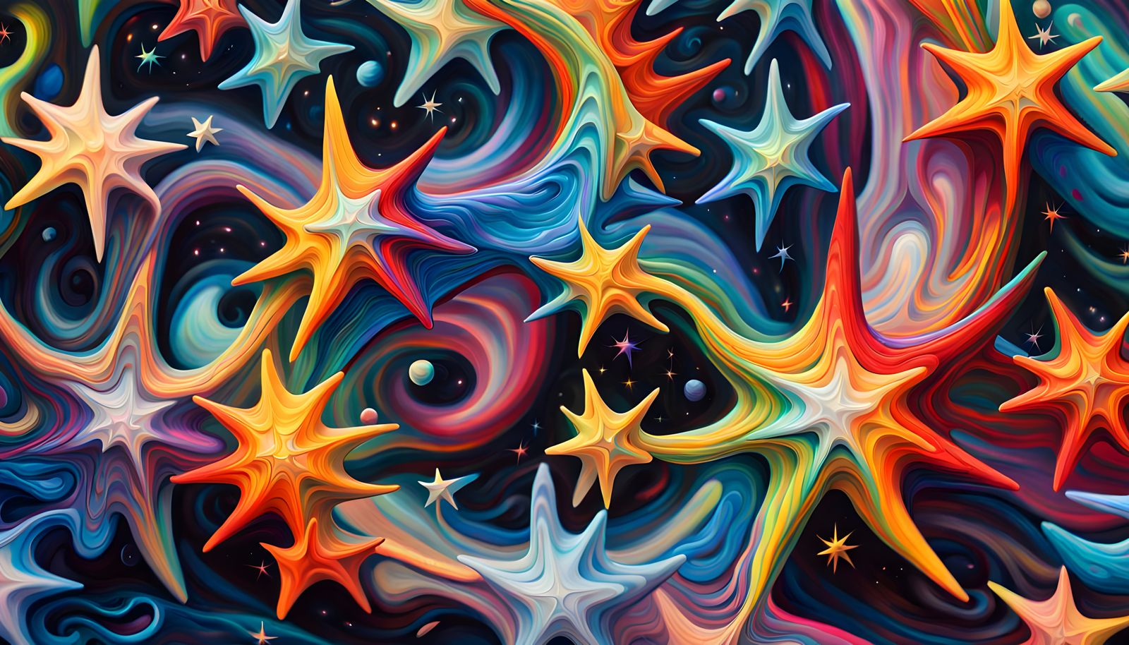 Abstract Expressionist Star Cluster Formation in Oil Paintin...