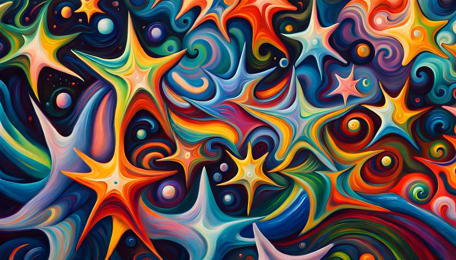 Abstract Star Cluster Formation in Oil Painting Style