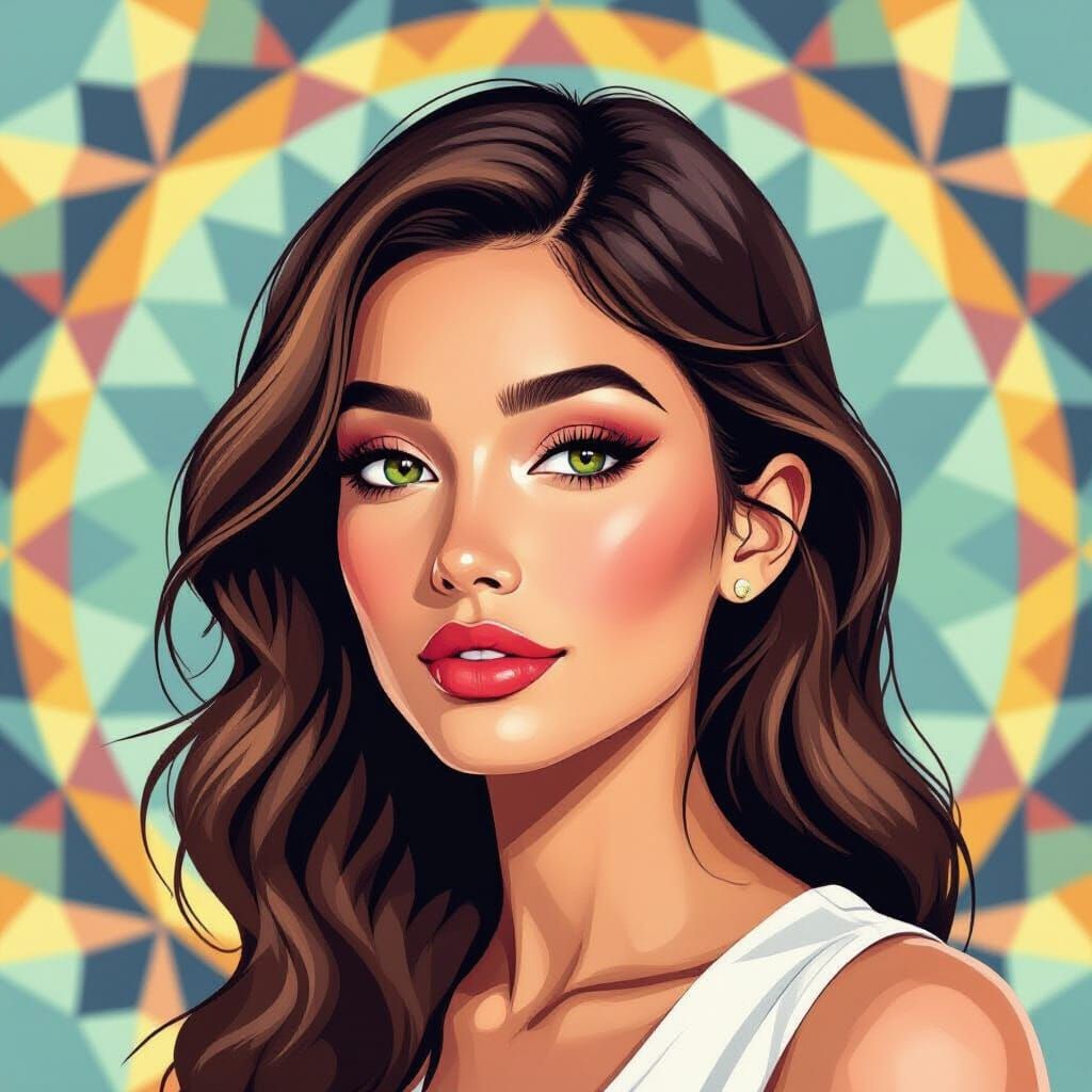 Geometric Tessellation Portrait of a Woman