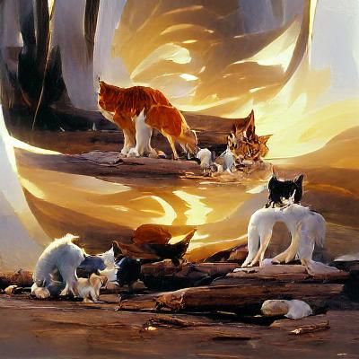 Warrior Cats Oil Painting by James Gurney Style