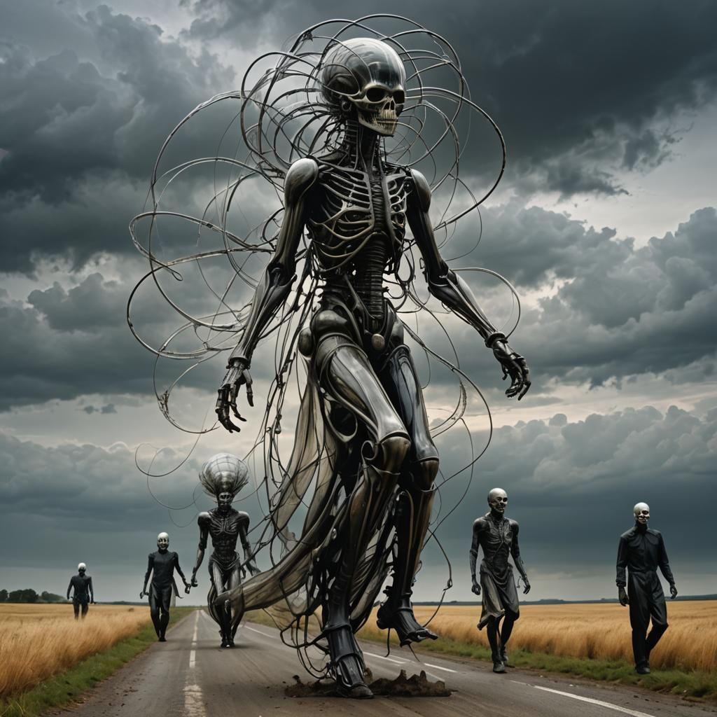 Surreal Human Figures Melded on Wheels