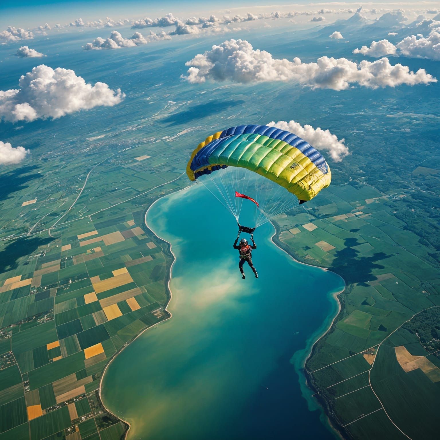 Breathtaking Top-Down View of Skydiver in Freefall