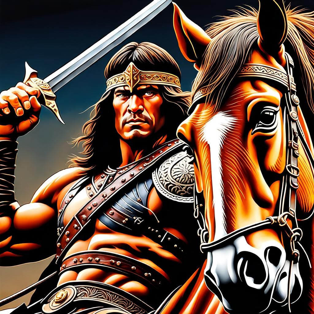 Conan the Barbarian Portrait in Hyperrealistic Style