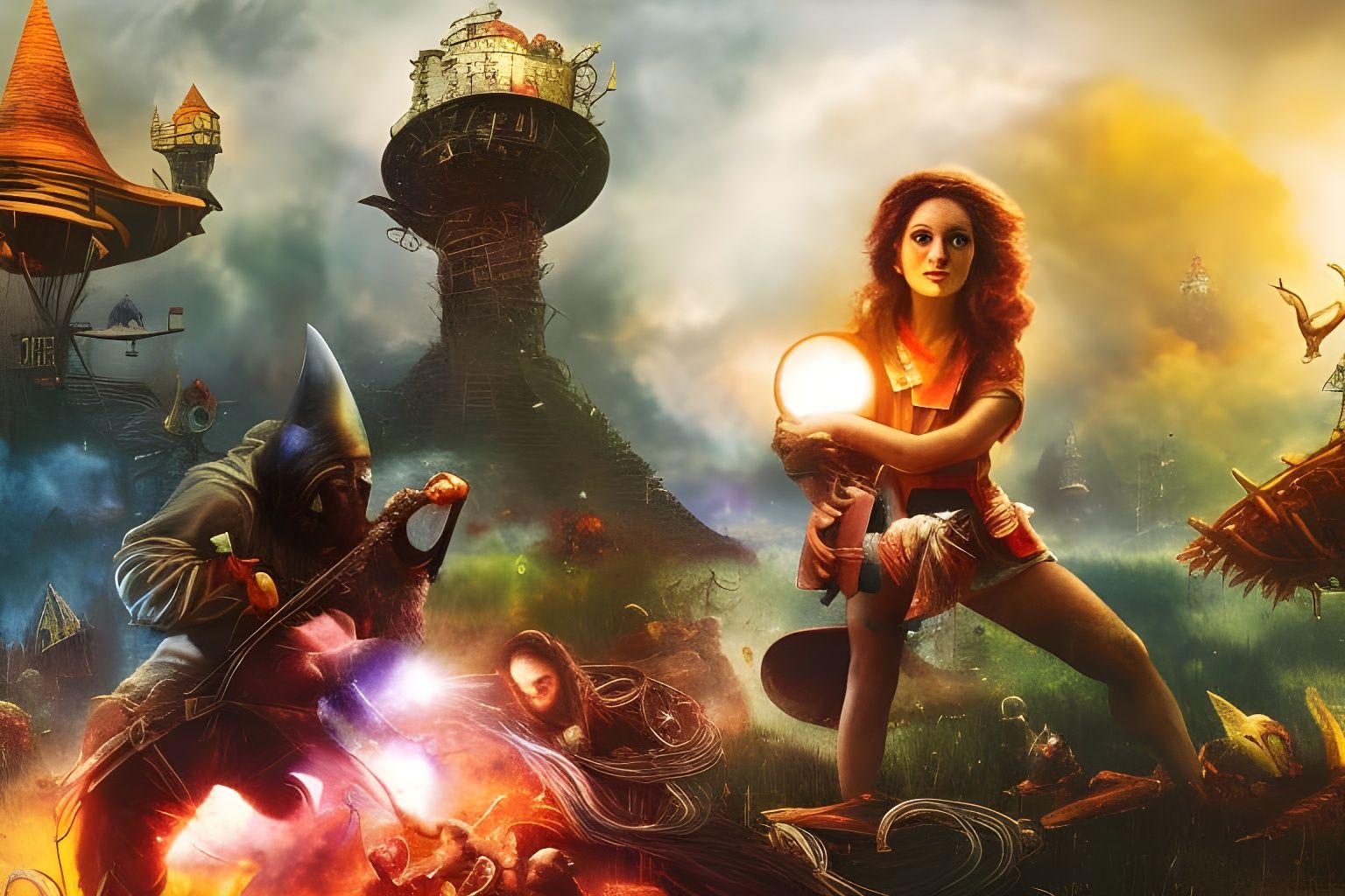 Disturbing Nuclear Family in Bosch-esque Horror Style