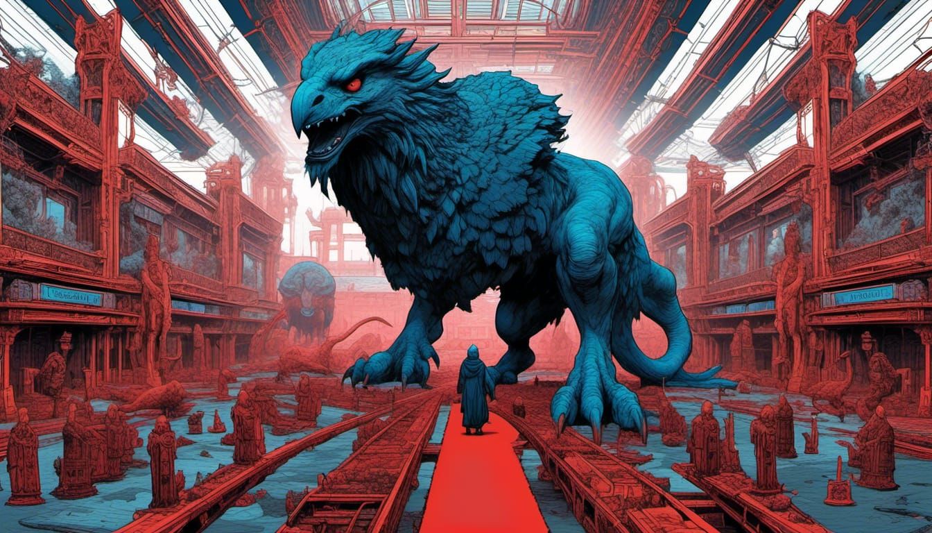 Gryphon Kaiju in Junji Ito Style