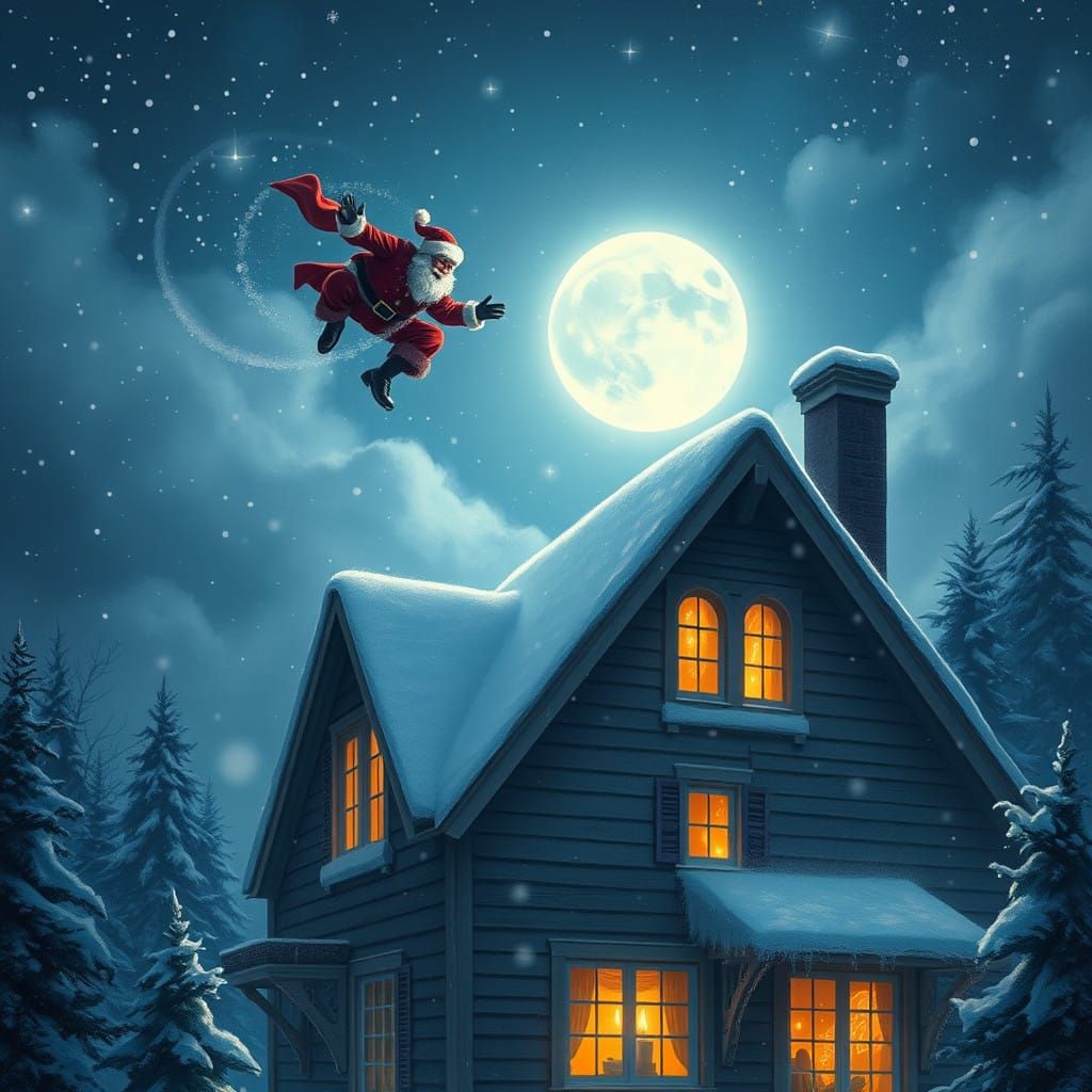 Serene Christmas Eve Scene in Enchanting Holographic Style