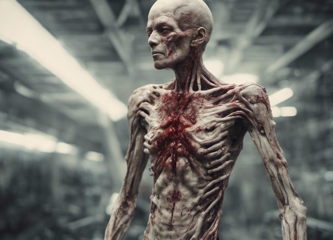 Hyperrealistic Photo of a Dead Alien After Invasion