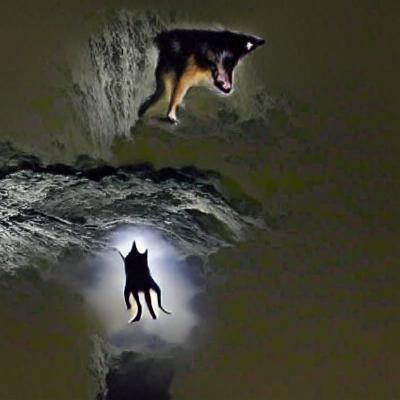 Figure Falling Into a Dark Abyss
