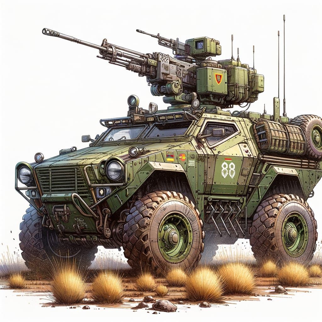 Bantu Forces Armored Scout Car in Grassy Terrain