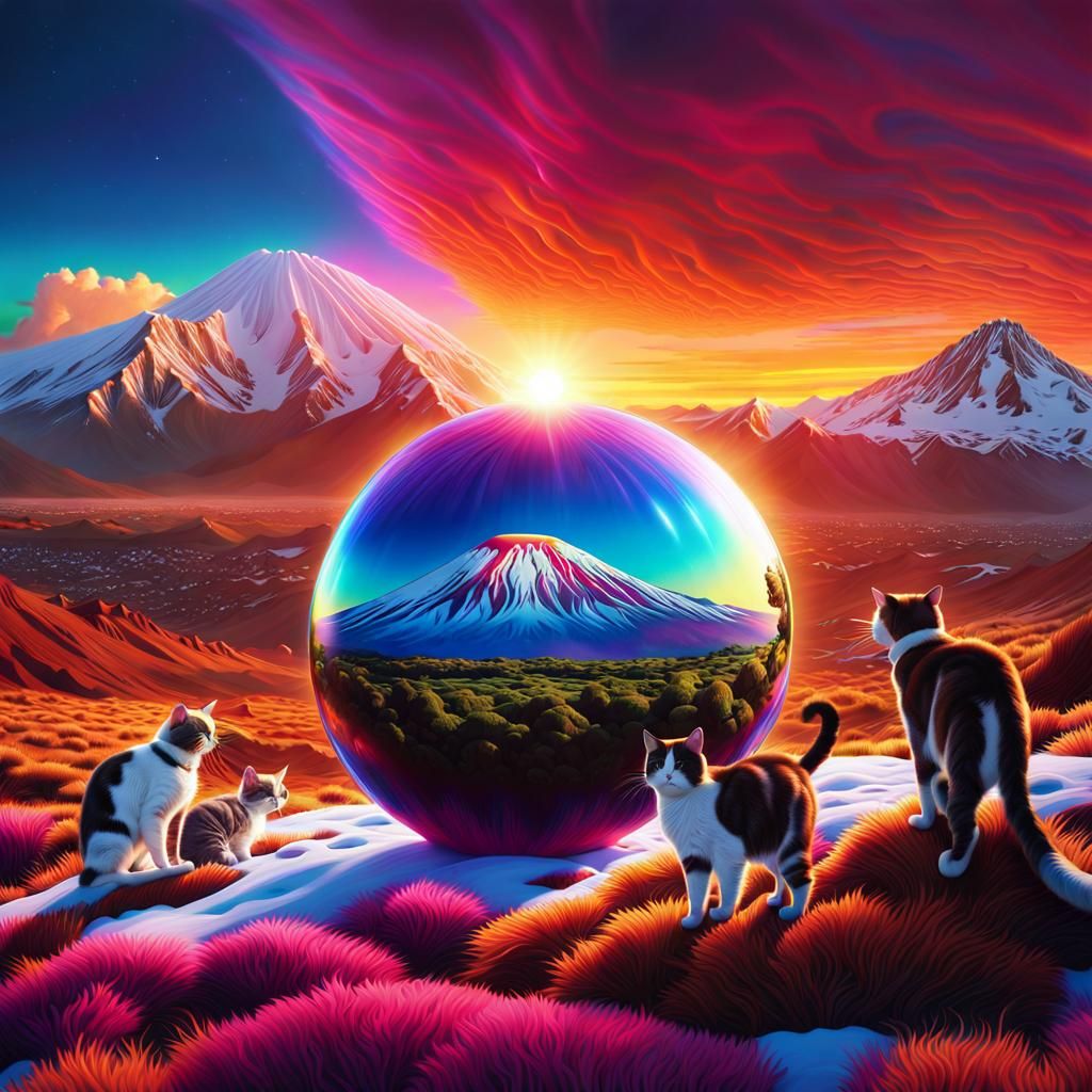 Psychedelic Orb Inside Kilimanjaro: Hyper-Realistic Digital ...