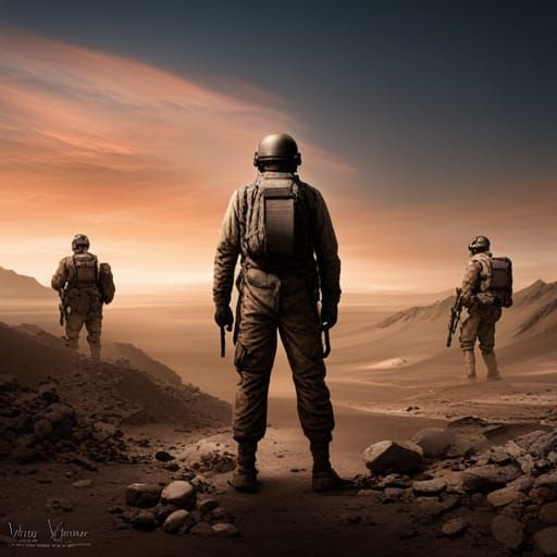 Victorious Soldier in Kandahar Ruins at Night