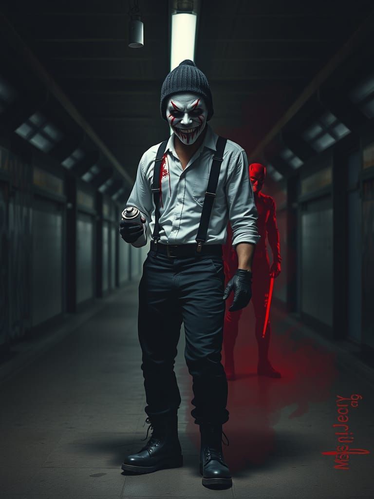 Marvel Villain Muse in Dark Subway Scene, Inspired by Cyberp...