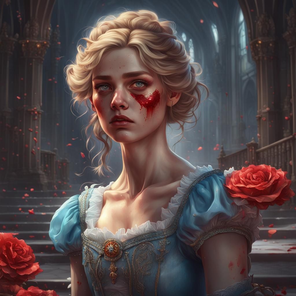 Cinderella's Anguish: A Detailed Digital Portrait
