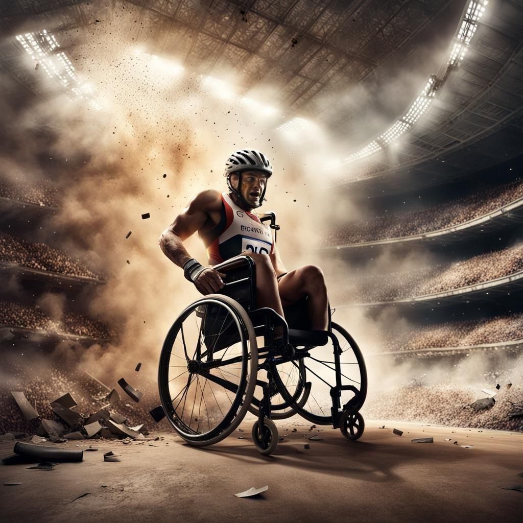 Paralympian Crashes Through Wall Into Stadium