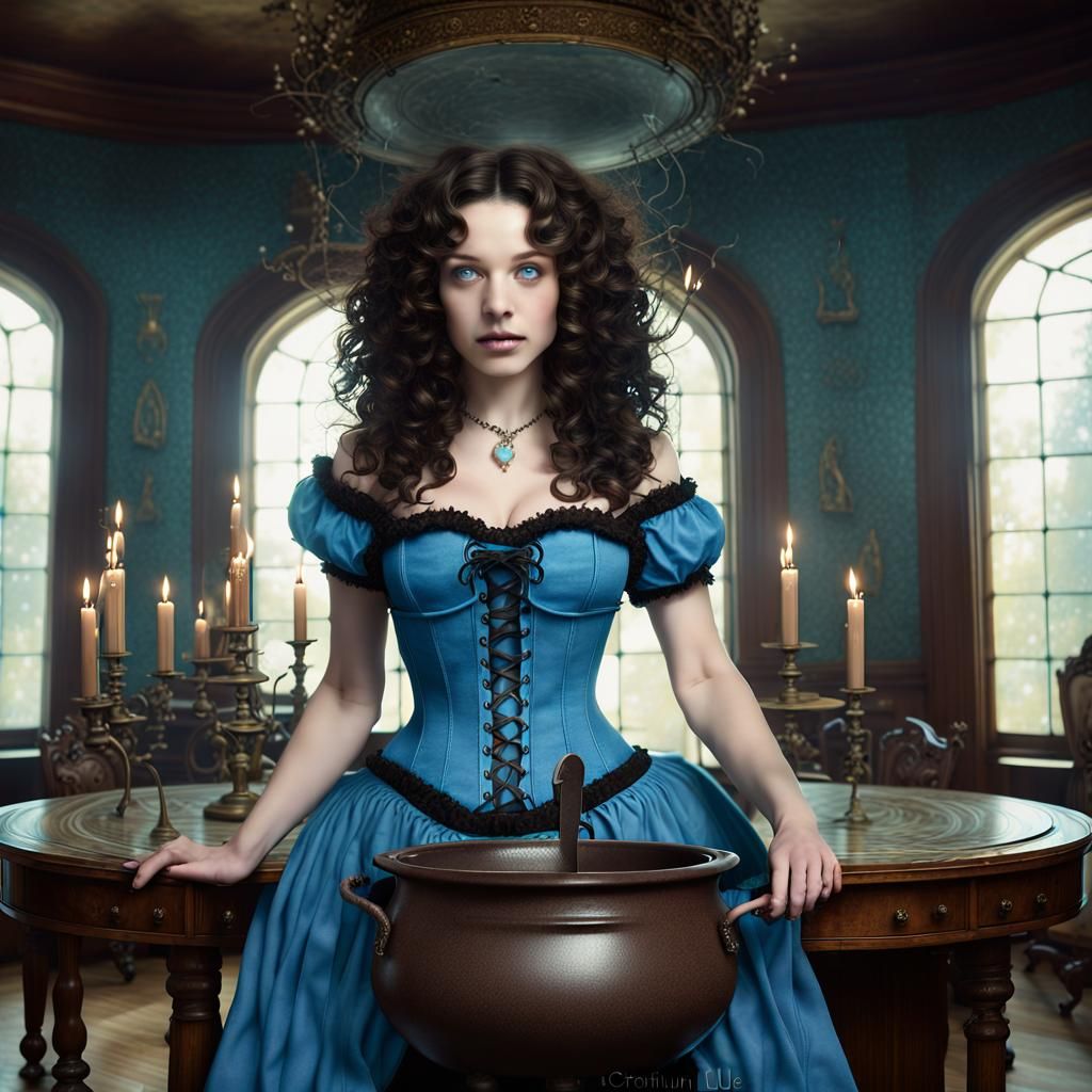 Summer Witch Casting Spells in Victorian Mansion