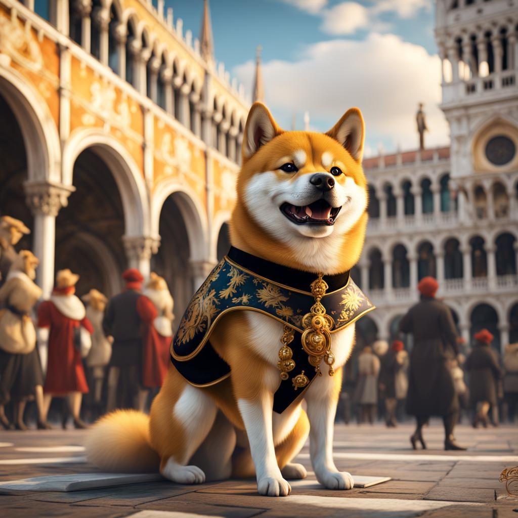Shiba Inu as Doge of Venice: Detailed Painting