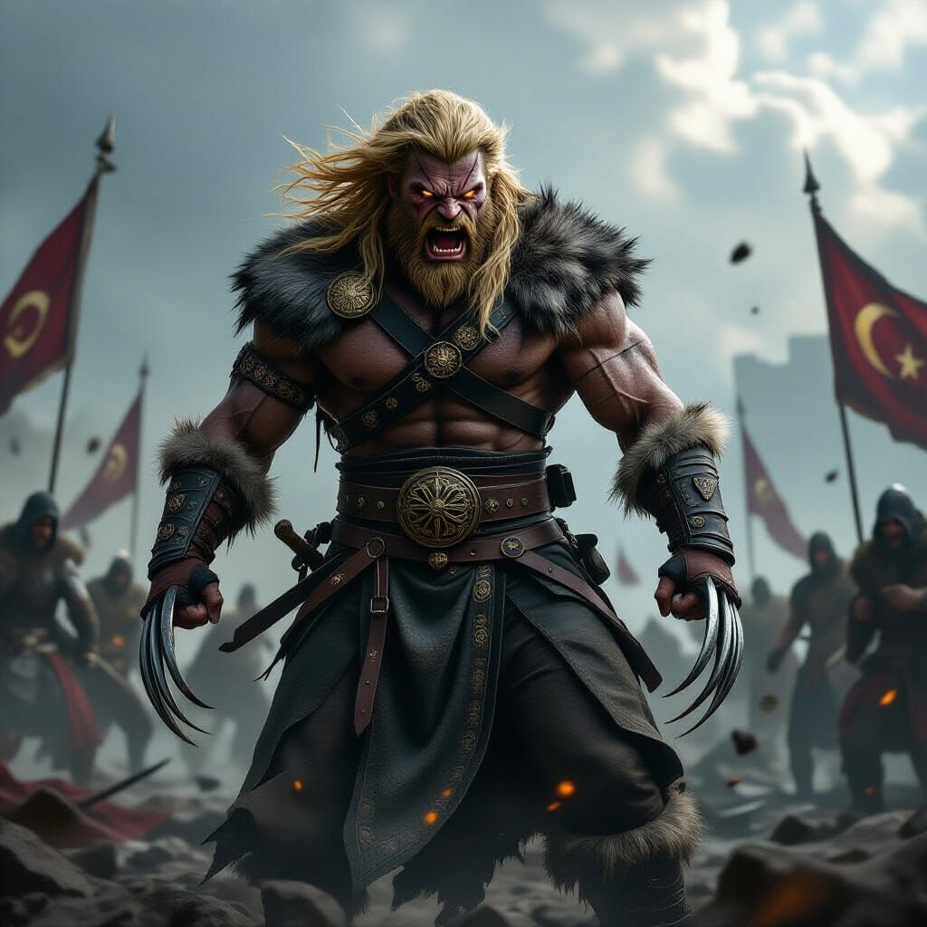 Feral Sabretooth as Ottoman Warrior in Dark Battle