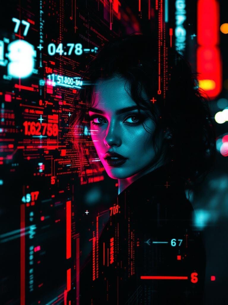 Glitch Art Portrait with Fractal Data Streams