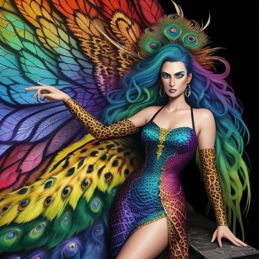 Colorful Dragon Scale Woman in Comic Book Art