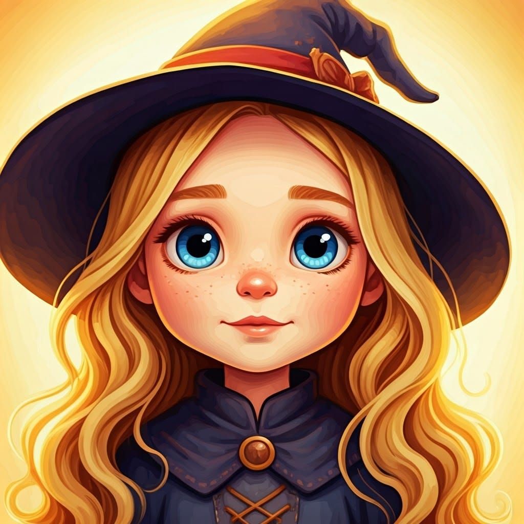 Nordic Witch Portrait in Watercolor Style