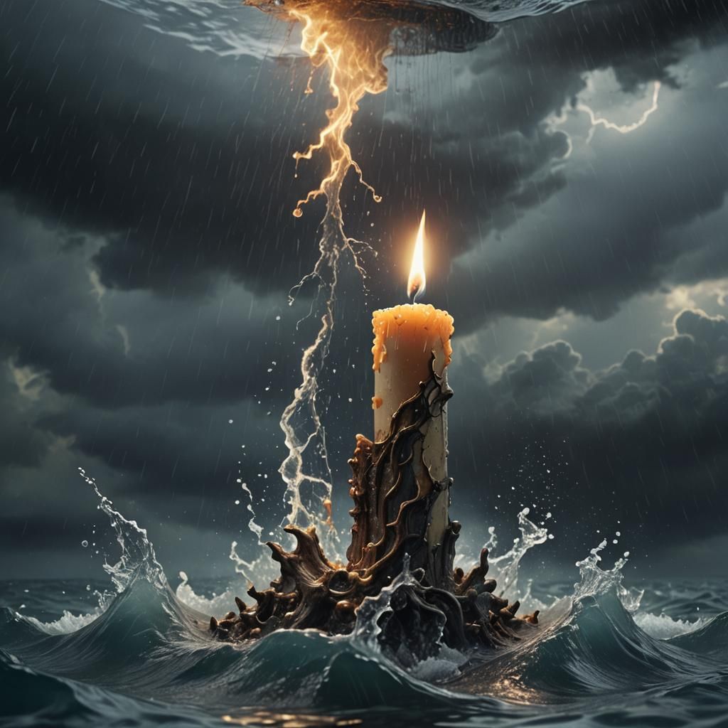 Underwater Candle in Thunderstorm: Digital Matte Painting