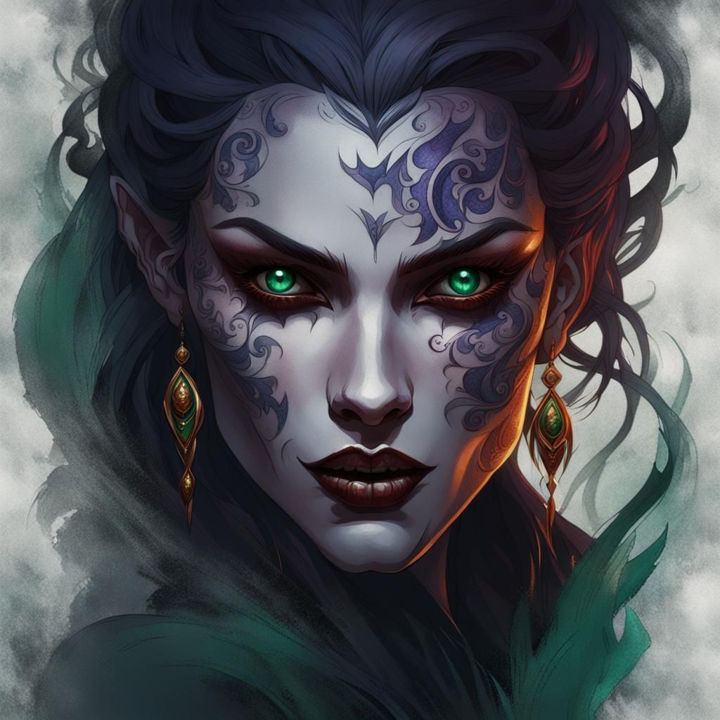 Mystical Vampire Portrait in High-Fantasy Style