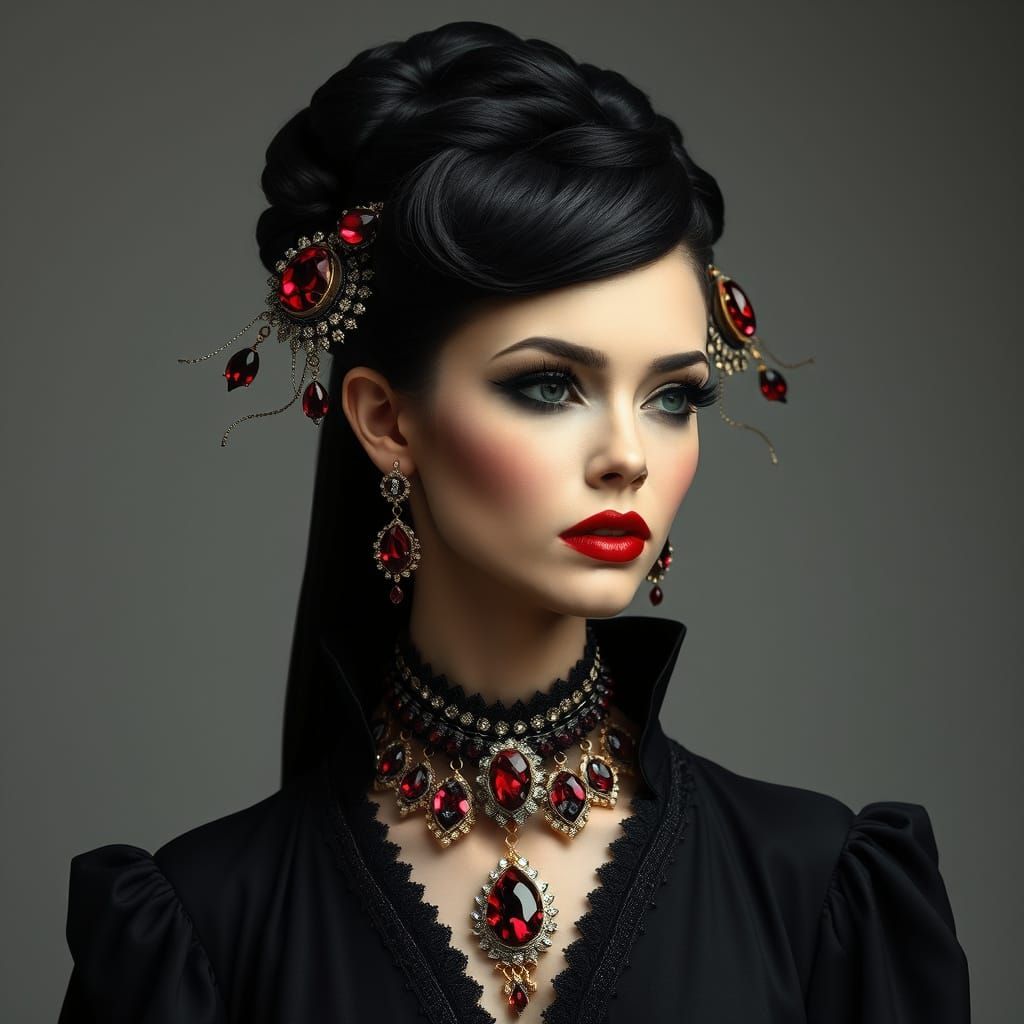 Sorcière hargneuse, Ruby ornée de bijoux, complexe, Dadaïsme...