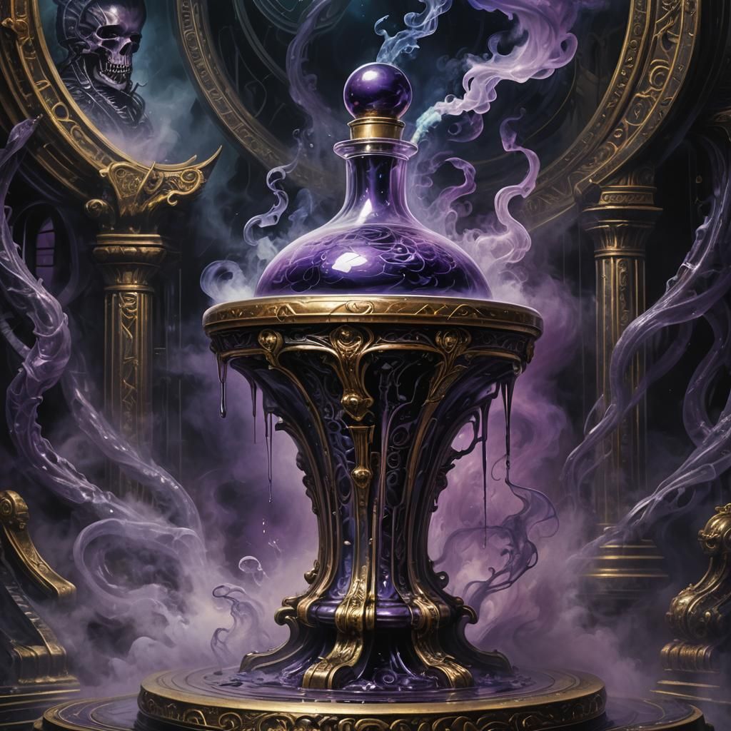 Mystical Chamber: Smoking Purple Liquid Vial