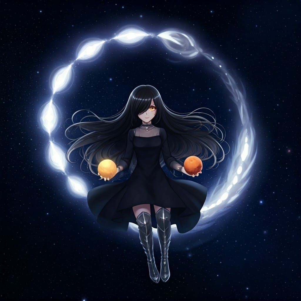 Fierce Cosmic Goddess in Magical Manga Style