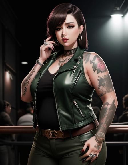 Curvy Mafia Woman in Biker Outfit: Anime Key Visual