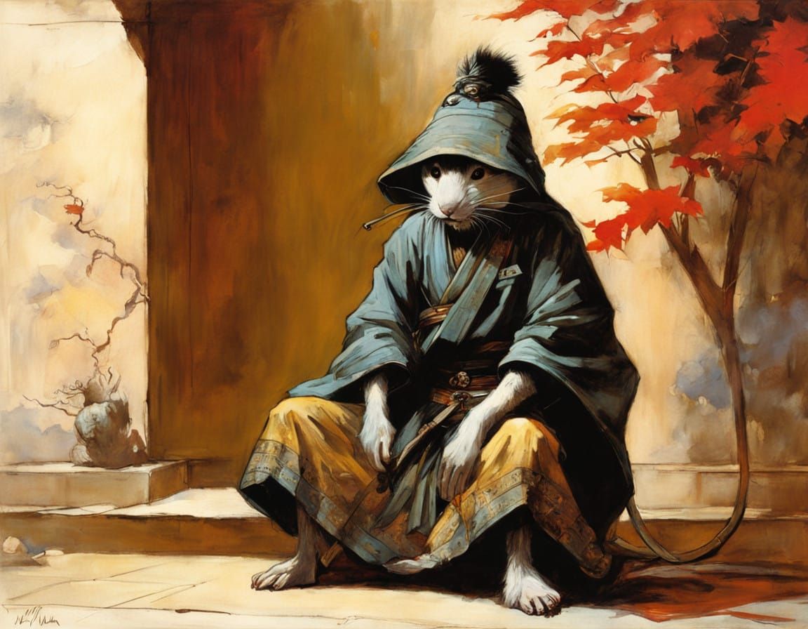 Mouse Warrior in Moonlit Stealth