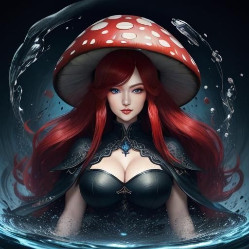 Kawaii Mushroom Woman in a Magic Forest