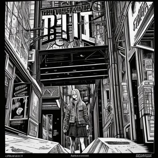 Teenage Girl in Urban Setting, Underground Comix Art