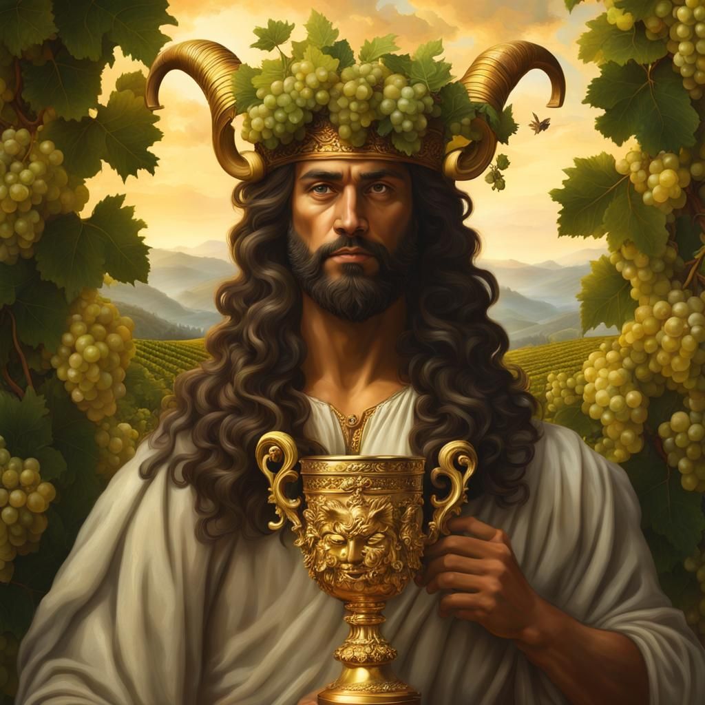 Dionysus, Young Satyr God of Wine, Oil Painting