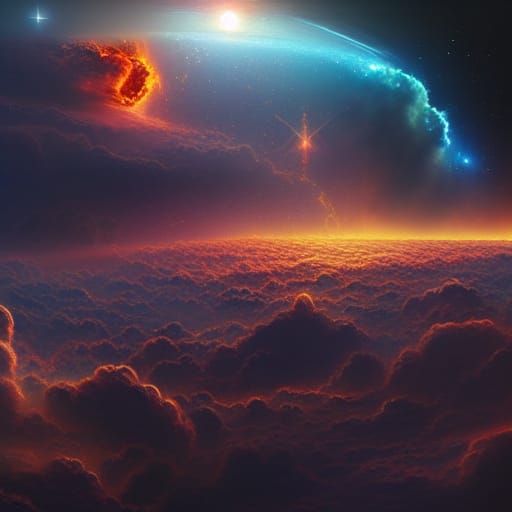 Fiery Sky: An Epic Nebula in Digital Art